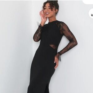Lulu's Black Backless Lace Dress